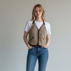 Brown Houndstooth Vest